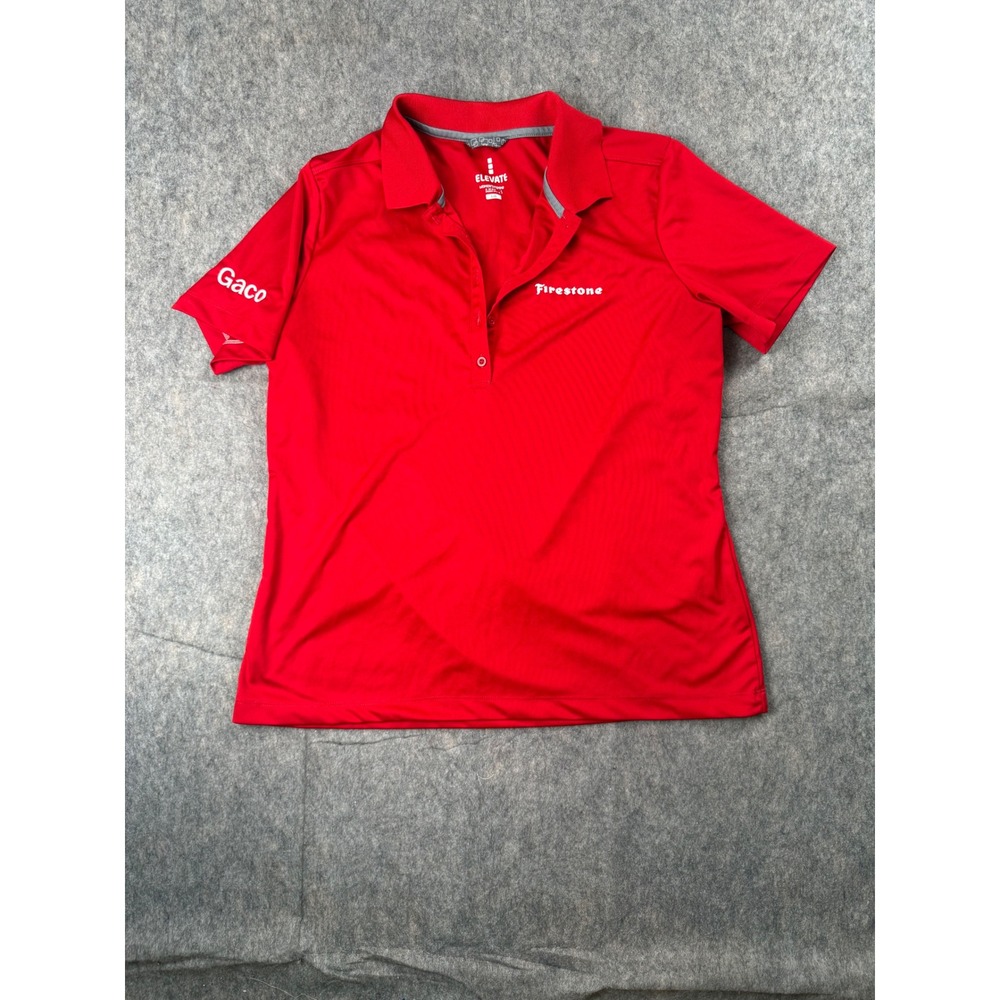 Elevate Women Red Firestone Gaco Performance Polo Shirt Size Large Short Sleeve